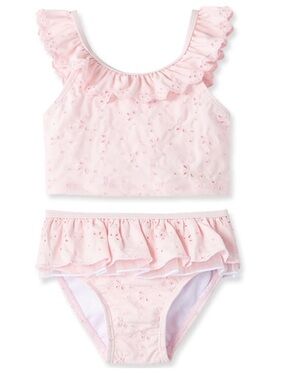 Little me baby Pink Ruffle eyelet bikini little me Swimsuit NWOT